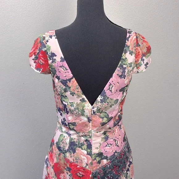 Free People La Fleur Maxi Dress Floral Pink Lace Patchwork Mix Print Romantic 6 - Picture 7 of 9